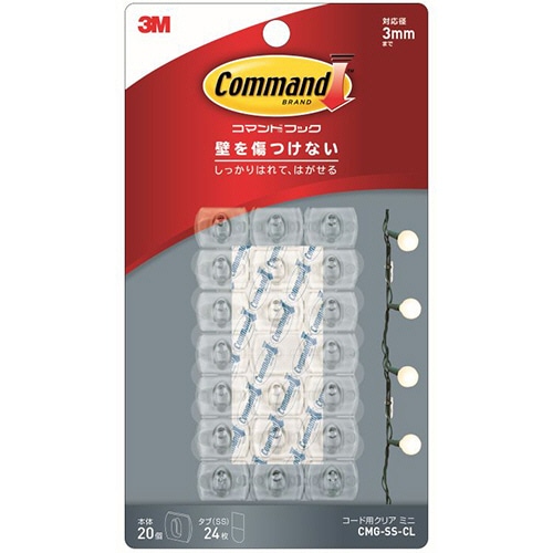 3M コマンドフック コード用 クリア ミニ (フック20個+タブ(SS)24枚) CMG-SS-CL 1パック