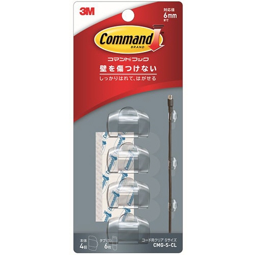 3M コマンドフック コード用 クリア Sサイズ (フック4個+タブ6枚) CMG-S-CL 1パック