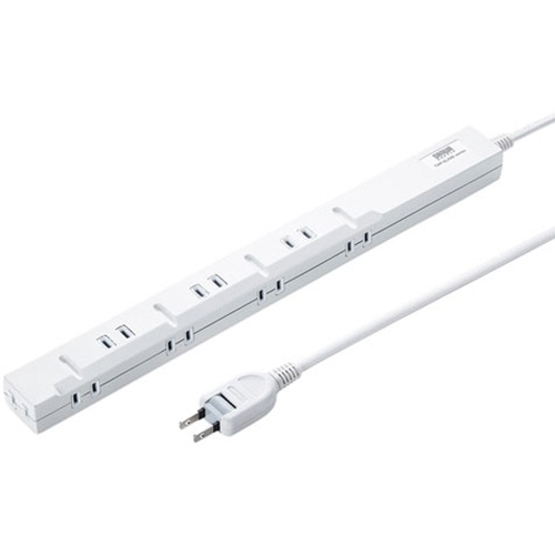 サンワサプライ スリムタップ 2P・8個口 3m TAP-SLIM8-3 1個