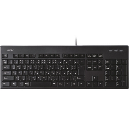バッファロー USB接続 有線フルキーボード 丸洗い対応 ブラック BSKBU310BKZ 1台