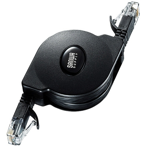 サンワサプライ 自動巻取りLANケーブル(Cat6A) ブラック 1.5m KB-MK19BK 1個