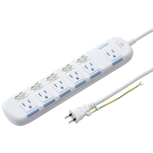 サンワサプライ 個別スイッチ付省エネタップ 3P・6個口 3.0m TAP-S10N-3 1個