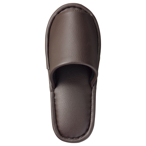 TANOSEE 最高級レザー調スリッパ 外縫い 大人用 ブラウン 1足