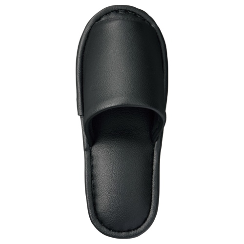 TANOSEE 最高級レザー調スリッパ 外縫い 大人用 ブラック 1足