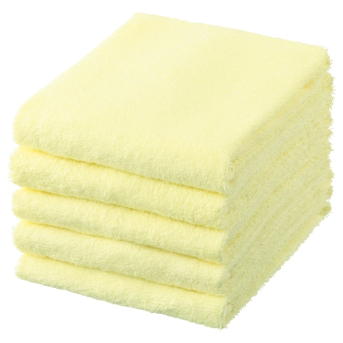 TANOSEE フェイスタオル イエロー 1パック(5枚)