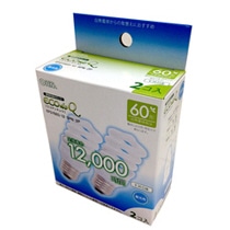 オーム電機 電球形蛍光灯 エコ電球 D形 60W形 E26 昼光色 EFD15ED/12-SPN-2P 1パック(2個)