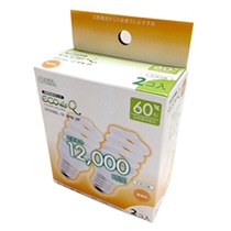 オーム電機 電球形蛍光灯 エコ電球 D形 60W形 E26 電球色 EFD15EL/12-SPN-2P 1パック(2個)