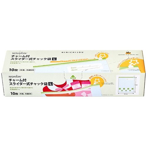 錦尚金　ＨＩＮＩＣＨＩＪＯＵ　チャーム付スライダー式チャック袋　Ｌ　１箱（１０枚）