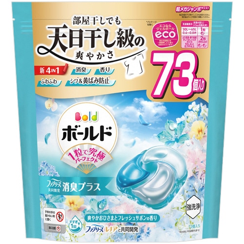 P&G ボールド ジェルボール4D 爽やかフレッシュフラワーサボンの香り つめかえ用 超メガジャンボ 1パック(73個)
