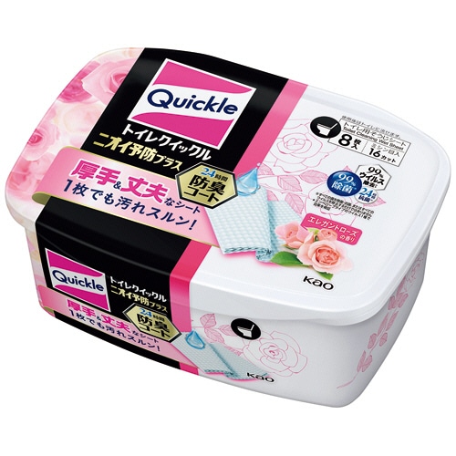 花王 トイレクイックル ニオイ予防プラス エレガントローズの香り 本体 1個(8枚)