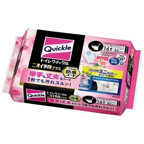花王 トイレクイックル ニオイ予防プラス エレガントローズの香り 詰替用 1パック(16枚)