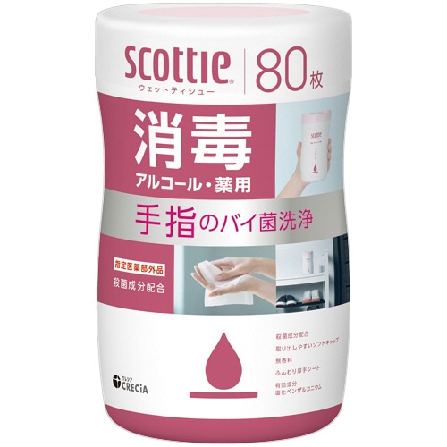 日本製紙クレシア　スコッティ　ウェットティシュー　消毒　アルコールタイプ　本体　１個（８０枚）