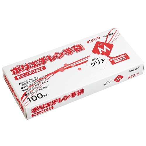川西工業 ポリエチレン手袋 #2019 外エンボス クリア M 1箱(100枚)
