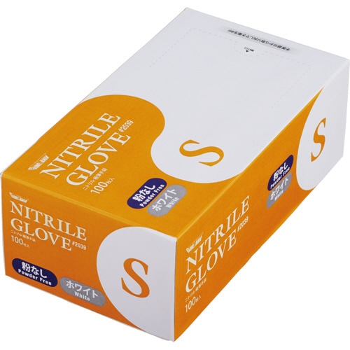 川西工業 ニトリル 使いきり極薄手袋 粉なし ホワイト S #2039 1箱(100枚)