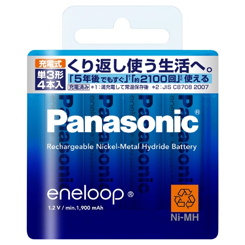 パナソニック 充電式ニッケル水素電池 eneloop スタンダードモデル 単3形 BK-3MCC/4 1パック(4本)