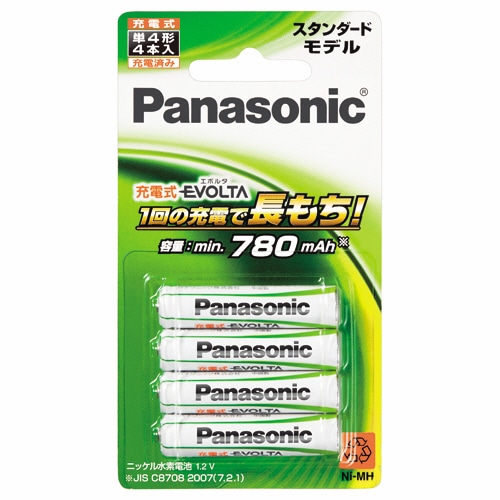 パナソニック ニッケル水素電池 充電式EVOLTA スタンダードモデル 単4形 BK-4MLE/4B 1パック(4本)