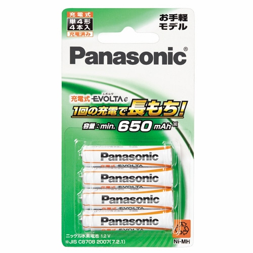 パナソニック ニッケル水素電池 充電式EVOLTAe お手軽モデル 単4形 BK-4LLB/4B 1パック(4本)