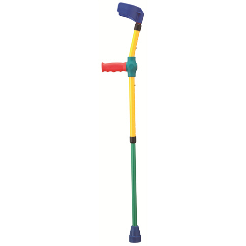 ケイ・ホスピア　子ども用一般杖　オッセンベルグ　キッズクラッチ　ロフストランドクラッチ　グリップ：レッド　シャフト：イエロー・グリーン　ＭＩＸ－１　１本