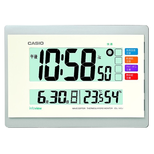 カシオ 電波デジタル置掛兼用時計 ホワイト IDL-140J-7JF 1台