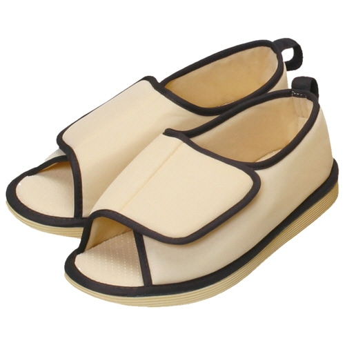 竹虎　転倒予防シューズ　つま先なし　Ｌ　ベージュ　１足