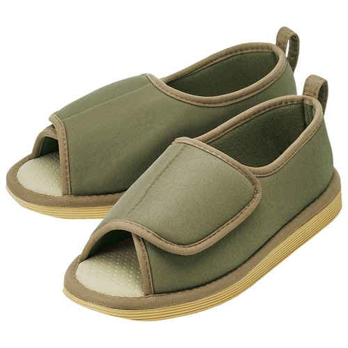 竹虎　転倒予防シューズ　つま先なし　ＬＬ　うぐいす　１足