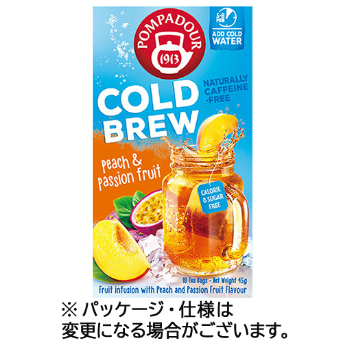 ポンパドール　コールドブリュー　ティーバッグ　ピーチ＆パッションフルーツ　１箱（１８バッグ）