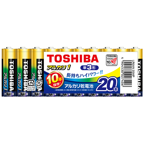東芝　アルカリ乾電池　アルカリ１　単３形　ＬＲ６ＡＮ　２０ＭＰ　１パック（２０本）