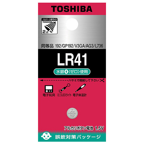東芝　アルカリボタン電池　ＬＲ４１ＥＣ　１個