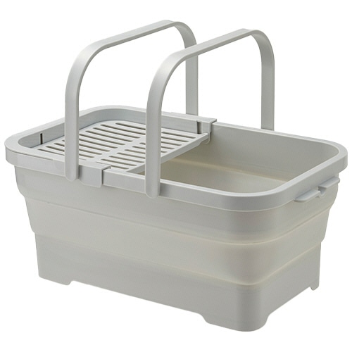 伊勢藤　おりたためる　バスケット　ちょい置きトレー付　１５Ｌ　グレー　Ｉ－６４３ＧＹ　１個