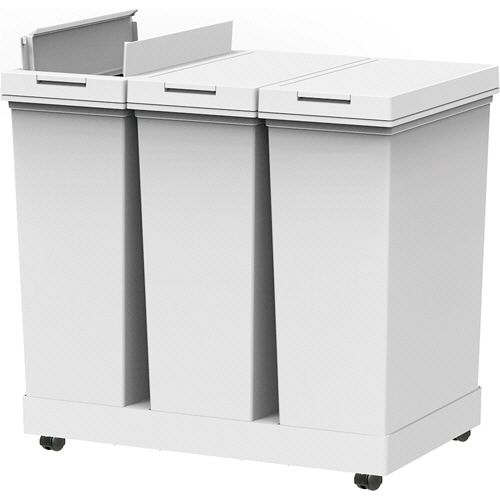 アスベル　棚下で使えるプッシュダストボックス３分別ワゴン　（２０Ｌ×３個）　ホワイト　１台