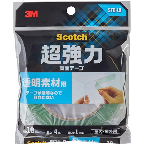 3M スコッチ 超強力両面テープ 透明素材用 19mm×4m STD-19 1巻