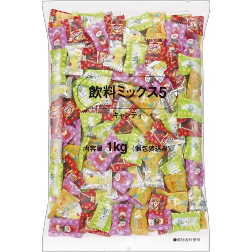 ロッテ 飲料ミックス5 キャンディ 徳用 1kg 1パック