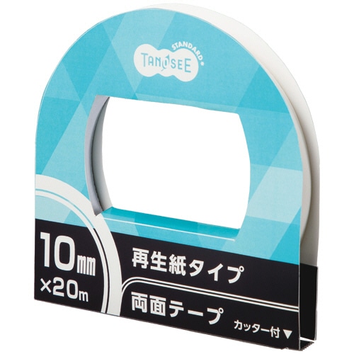 TANOSEE 再生紙両面テープ カッター付 10mm×20m 1巻