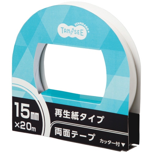 TANOSEE 再生紙両面テープ カッター付 15mm×20m 1巻