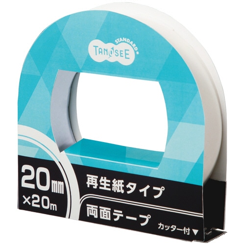 TANOSEE 再生紙両面テープ カッター付 20mm×20m 1巻