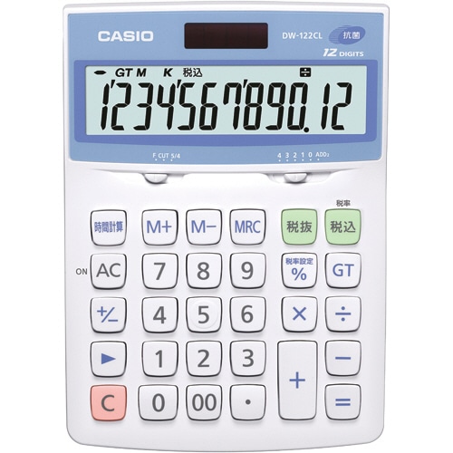 カシオ 抗菌電卓 12桁 デスクタイプ DW-122CL-N 1台
