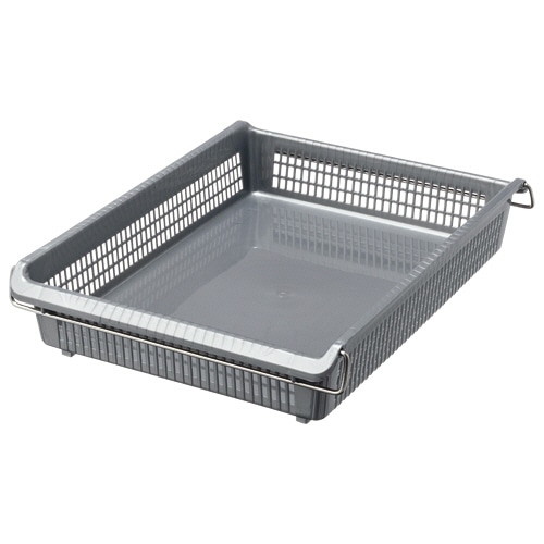 伊藤忠リーテイルリンク スタックトレーメタルハンドル付 浅型小 グレー STA4S 1個