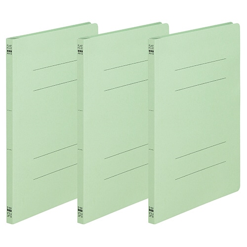 TANOSEE フラットファイル(ノンステープルタイプ) A4タテ 150枚収容 背幅18mm 緑 1パック(3冊)