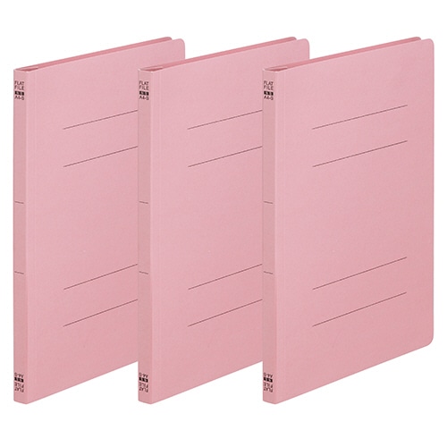 TANOSEE フラットファイル(ノンステープルタイプ) A4タテ 150枚収容 背幅18mm ピンク 1パック(3冊)
