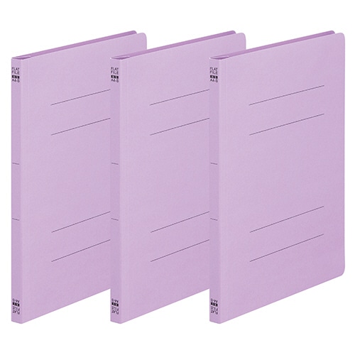 TANOSEE フラットファイル(ノンステープルタイプ) A4タテ 150枚収容 背幅18mm 紫 1パック(3冊)