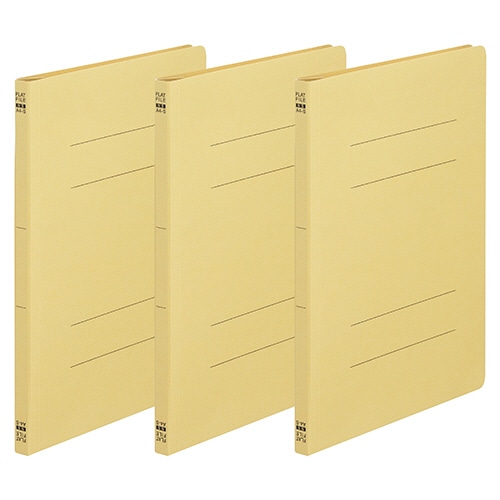 TANOSEE フラットファイル(ノンステープルタイプ) A4タテ 150枚収容 背幅18mm 黄 1パック(3冊)