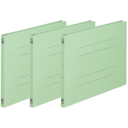 TANOSEE フラットファイル(ノンステープルタイプ) A4ヨコ 150枚収容 背幅18mm 緑 1パック(3冊)