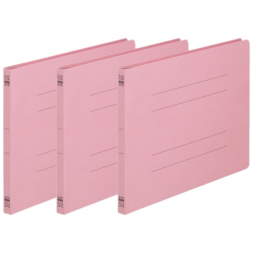 TANOSEE フラットファイル(ノンステープルタイプ) A4ヨコ 150枚収容 背幅18mm ピンク 1パック(3冊)