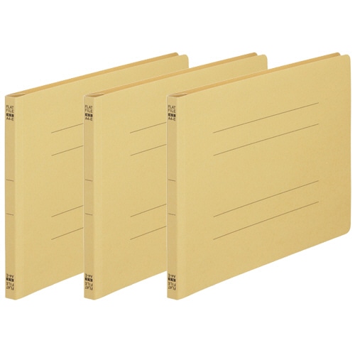 TANOSEE フラットファイル(ノンステープルタイプ) A4ヨコ 150枚収容 背幅18mm 黄 1パック(3冊)