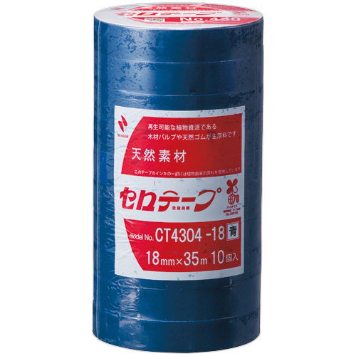 ニチバン　産業用セロテープ　Ｎｏ．４３０　１８ｍｍ×３５ｍ　青　ＣＴ４３０４－１８　１パック（１０巻）