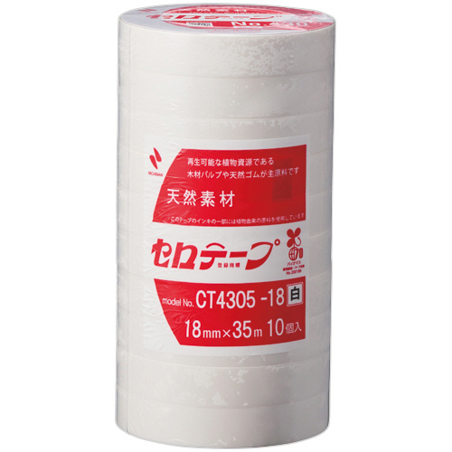 ニチバン　産業用セロテープ　Ｎｏ．４３０　１８ｍｍ×３５ｍ　白　ＣＴ４３０５－１８　１パック（１０巻）