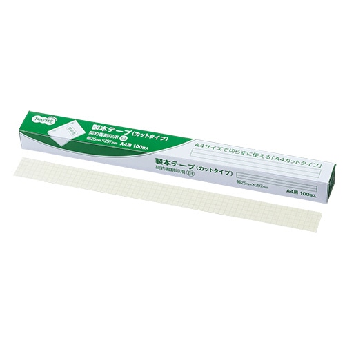 TANOSEE 製本テープ 契約書割印用 25×297mm ホワイト 1箱(100枚)