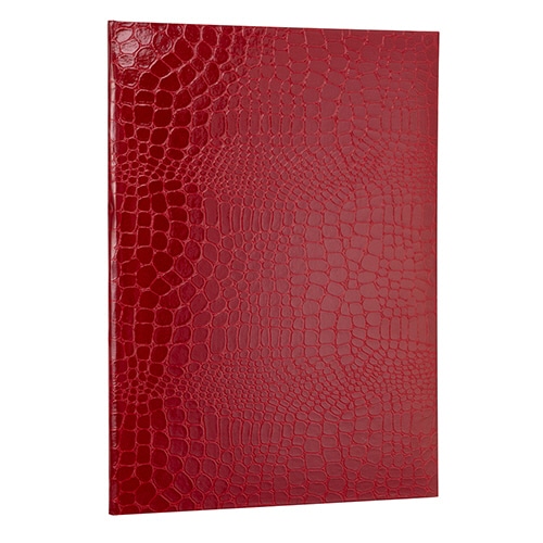 ナカバヤシ　証書ファイル　紙製クロス　クロコダイル柄　ツヤ　Ａ４　二つ折り　透明コーナー貼付けタイプ　レッド　ＦＳＰＴ－Ａ４Ｃ－Ｒ　１冊
