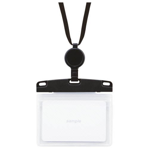 オープン工業　吊下げ名札　リール式　ソフトタイプ　ヨコ名刺サイズ　２枚収容　黒　ＮＬ－２７Ｐ－ＢＫ　１個