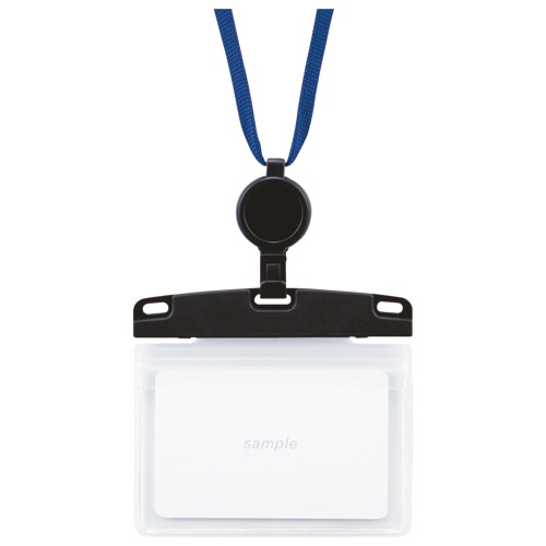 オープン工業　吊下げ名札　リール式　ソフトタイプ　ヨコ名刺サイズ　２枚収容　青　ＮＬ－２７Ｐ－ＢＵ　１個